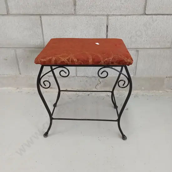 DECORATIVE STOOL WITH PATTERNED FABRIC CUSHION AND METAL FRAME, 43CM HIGH