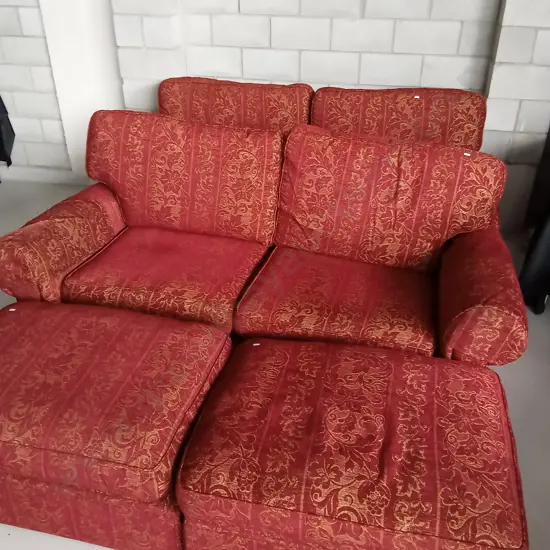 TWO LARGE MARKS & SPENCER SOFAS WITH TWO FOOTRESTS THAT EACH FOLD OUT TO MAKE BED, W 210CM X D 100CM