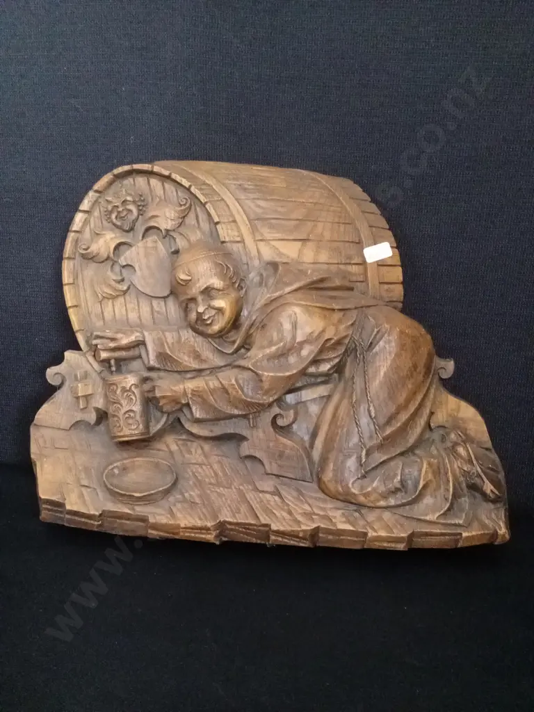 VINTAGE 3D CARVED WOODEN WALL PLAQUE H32CM Image 1++