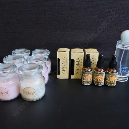 MIX OF FRAGRANCE ITEMS, OILS, CANDLES AND ROOM SPRAY