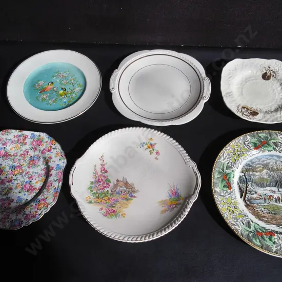 MIX OF VINTAGE PLATES, 6 PIECES, WIDEST DIA 26 CM