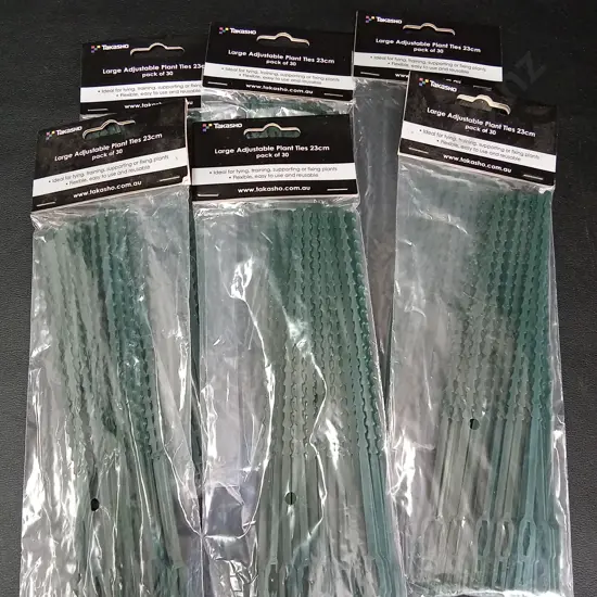 6 BRAND NEW PACKETS OF 30 TAKASHO LARGE ADJUSTABLE PLANT TIES
