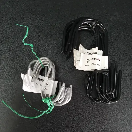 2 LOTS OF 10 BRAND NEW TAKASHO WIRE S HOOKS 15CM AND 8CM