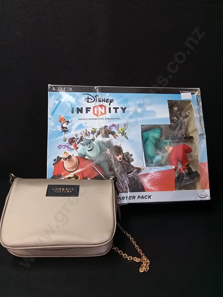 DISNEY INFINITY FOR PS3 AND A VERSACE PARFUMS PURSE Image 1++