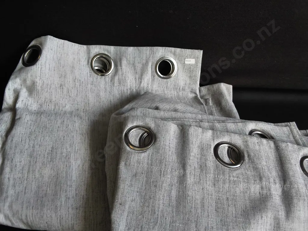 LIGHT GREY LINEN STYLE CURTAINS WITH METAL GROMMETS Image 1++