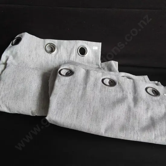 LIGHT GREY LINEN STYLE CURTAINS WITH METAL GROMMETS