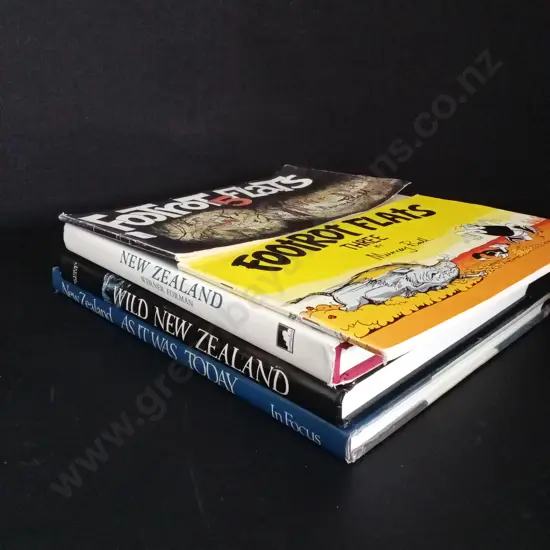 3 NEW ZEALAND BOOKS AND 2 FOOTROT FLATS
