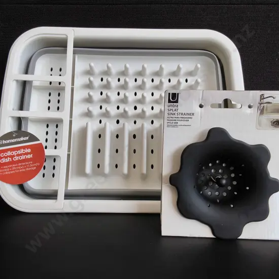BRAND NEW COLLAPSIBLE DISH DRAINER AND SINK STRAINER