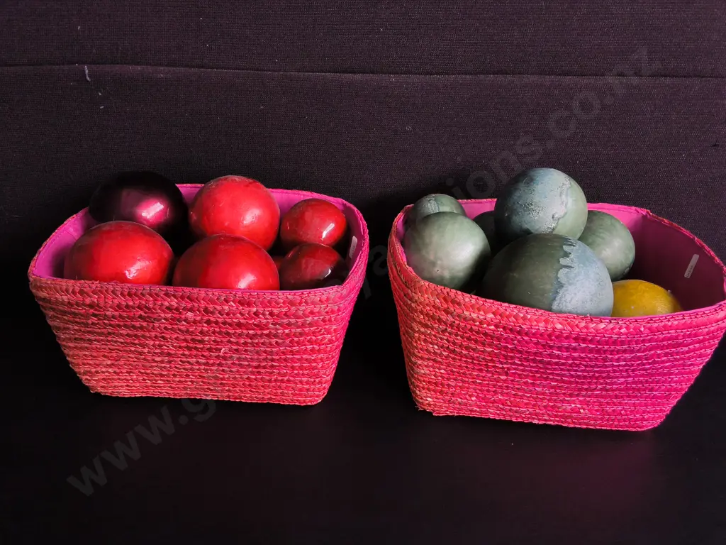 2 BASKETS OF DECORATIVE BALLS Image 1++