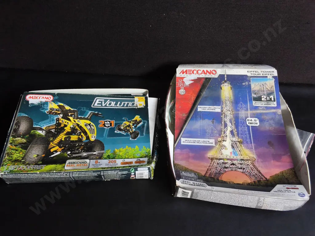 2 MECCANO CONSTRUCTION TOY SETS, MECCANO ATV EVOLUTION AND MECCANO EIFFEL TOWER/ BROOKLYN BRIDGE 2-IN-1 Image 1++