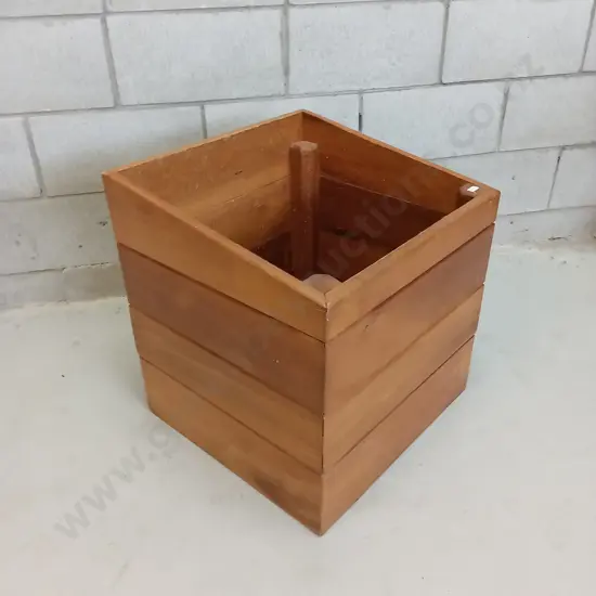 SOLID WOOD PLANTER BOX WITH SLANTED SIDE PROFILE, H 53CM X W 49CM X D 50CM
