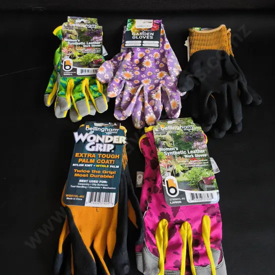 5 BRAND NEW PAIRS OF GARDENING GLOVES