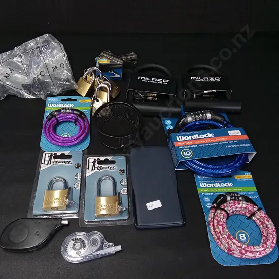 ASSORTED LOCKS AND OFFICE SUPPLIES