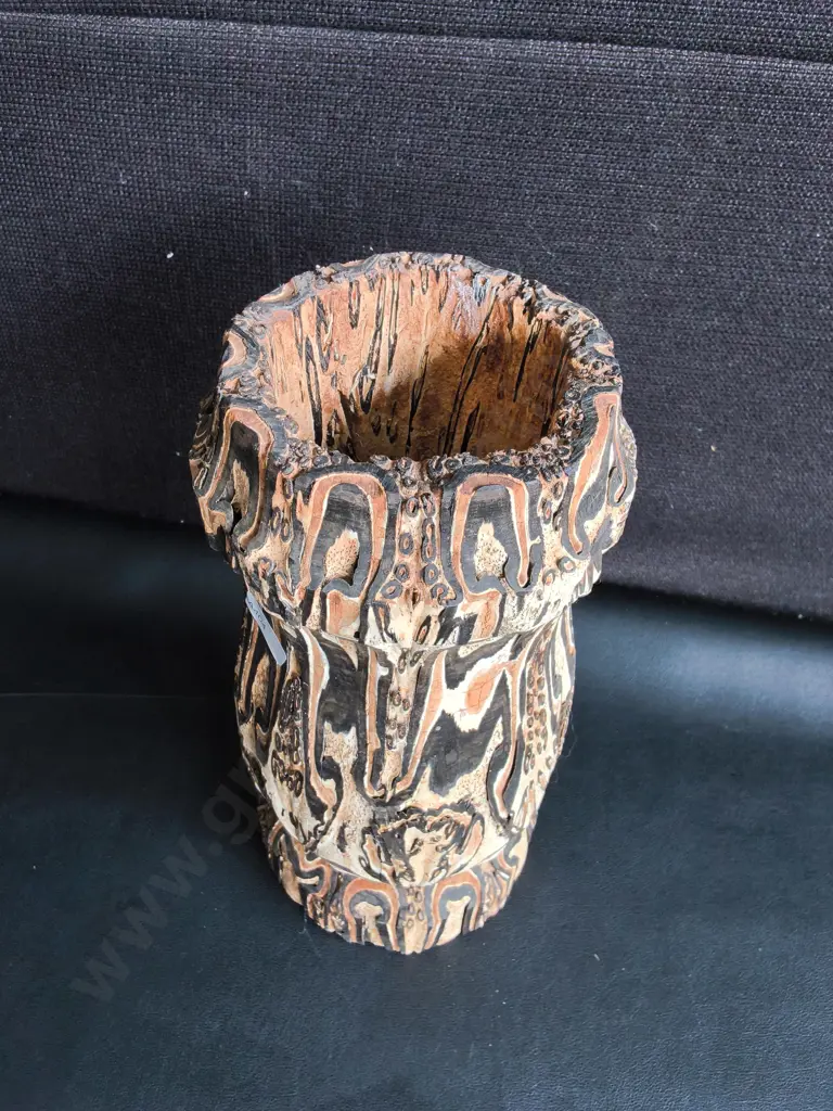 VINTAGE NEW ZEALAND PONGA CRAFT VASE, H 28 CM Image 1++