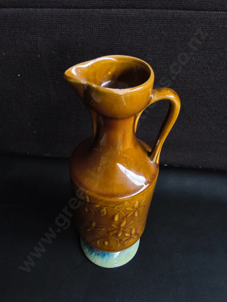 VINTAGE CERAMIC PITCHER WITH EMBOSSED FLORAL PATTERN, H 31 CM Image 1++