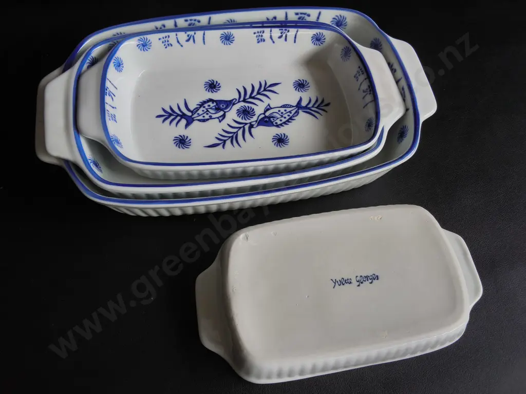4 YVETTE GEORGES BAKING DISHES, WIDEST W 34 CM Image 1++