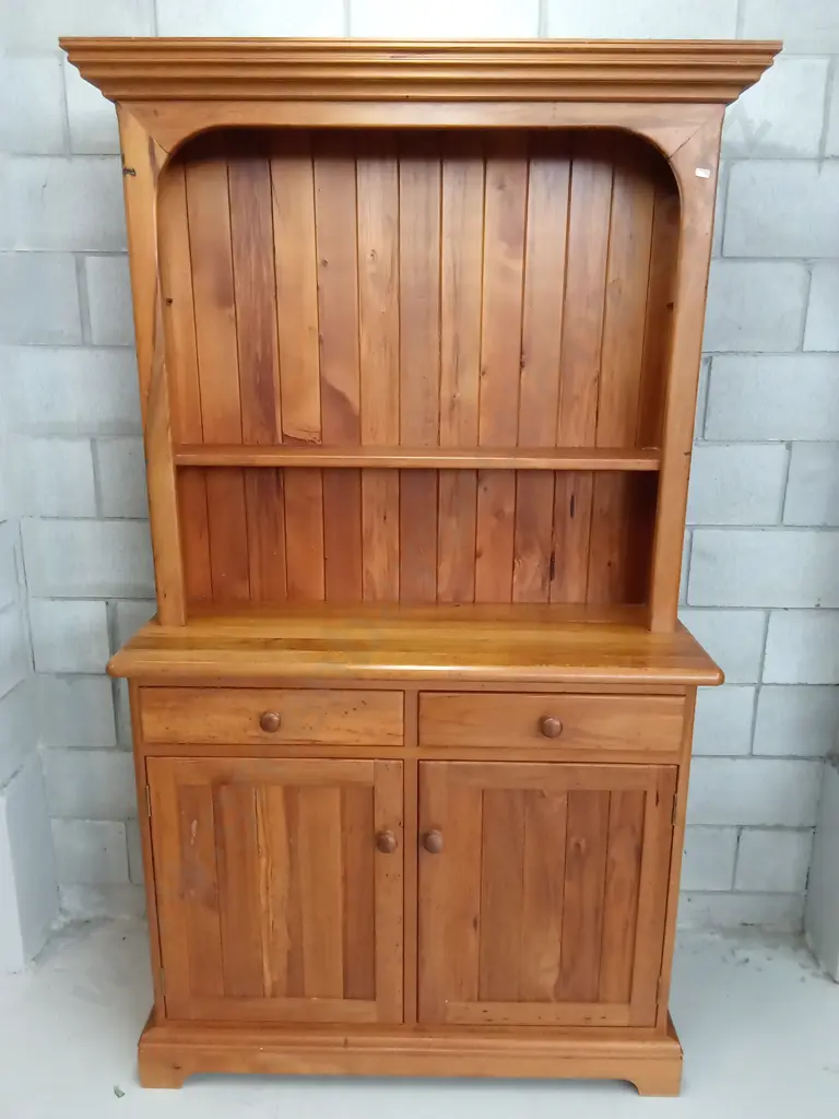 2 DOOR, 2 DRAWERS SOLID WOODEN HUTCH DRESSER 116CM WIDE X 40CM DEEP X 202CM HIGH Image 1++
