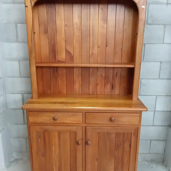 2 DOOR, 2 DRAWERS SOLID WOODEN HUTCH DRESSER 116CM WIDE X 40CM DEEP X 202CM HIGH