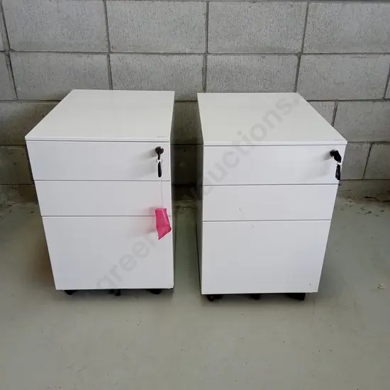 TWO FILING CABINETS WITH KEY, H 60CM X W 39CM X D 52CM