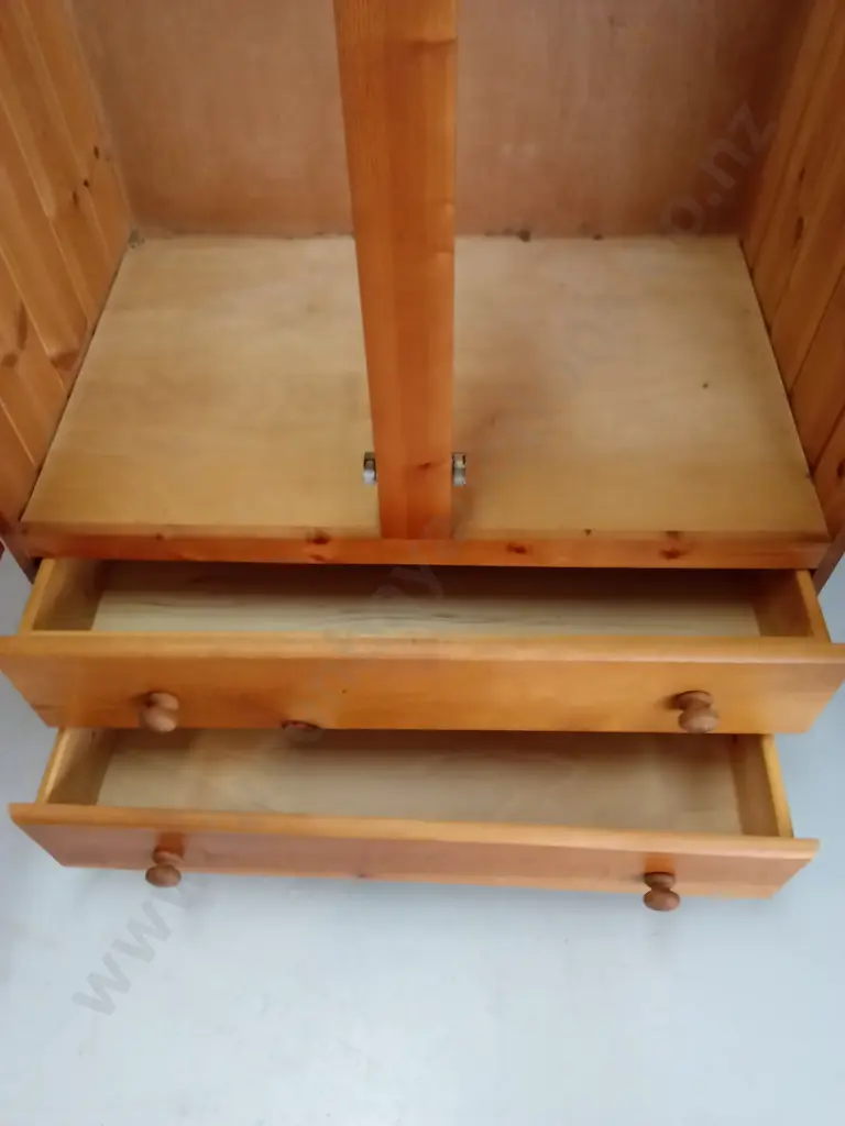 2 DOOR, 2 DRAWER FREESTANDING WOODEN WARDROBE 89CM X 55CM X 183CM TALL Image 1++