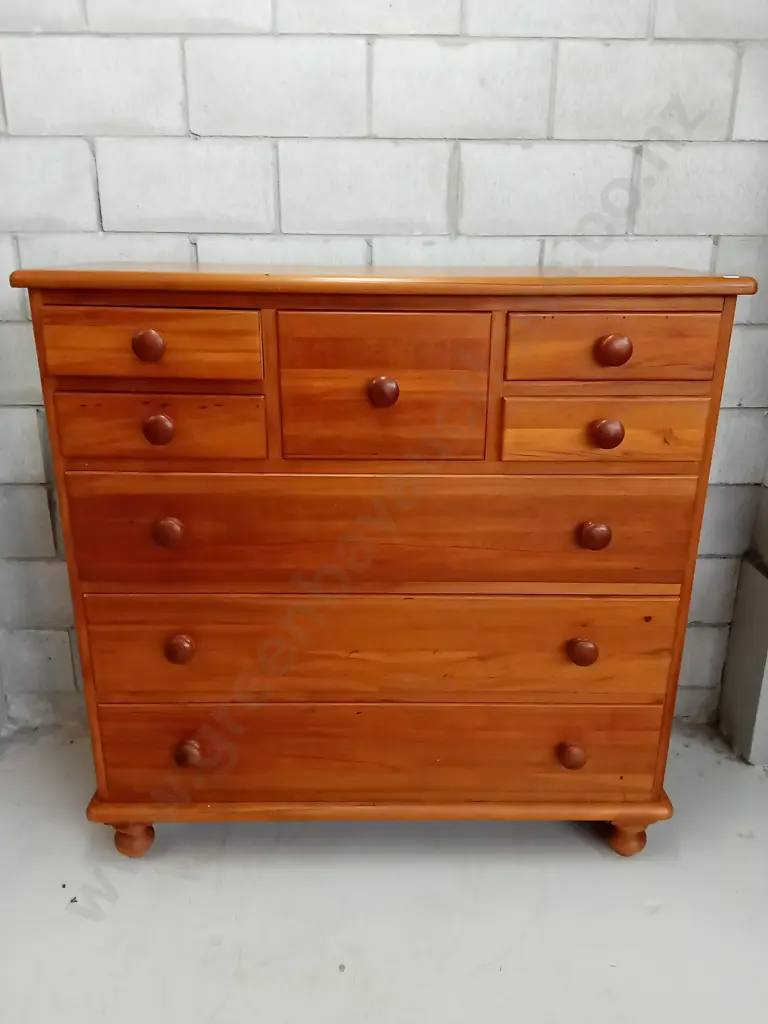 8 DRAWER SOLID WOODEN TALL BOY 125CM WIDE X 45CM DEEP X 125CM TALL Image 1++