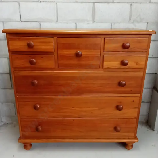 8 DRAWER SOLID WOODEN TALL BOY 125CM WIDE X 45CM DEEP X 125CM TALL