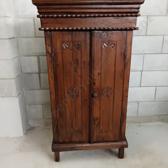 VINTAGE WOODEN TWO DOOR CABINET, H 139CM X W 77CM X D 42CM