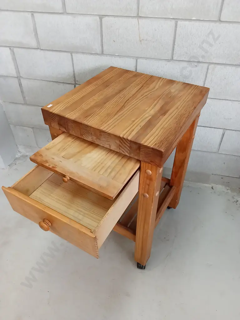BUTCHER'S BLOCK WITH DRAWER AND CHOPPING BOARD, H 89CM X W 55CM X D 55CM Image 1++