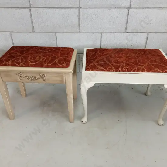 PAIR OF VINTAGE DRESSING TABLE STOOLS, LARGEST IS H 46CM X W 60CM X D 38CM