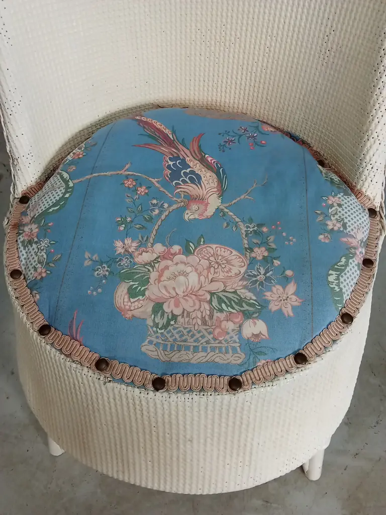 VINTAGE LLOYD LOOM-STYLE CHAIR WITH UPHOLSTERED SEAT, H 79CM Image 1++