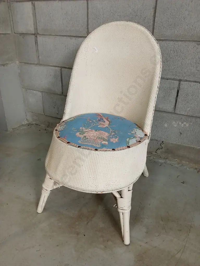 VINTAGE LLOYD LOOM-STYLE CHAIR WITH UPHOLSTERED SEAT, H 79CM Image 1++