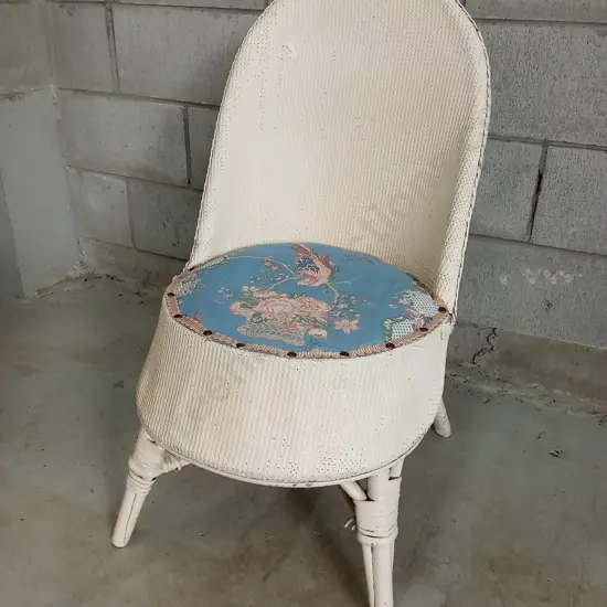 VINTAGE LLOYD LOOM-STYLE CHAIR WITH UPHOLSTERED SEAT, H 79CM