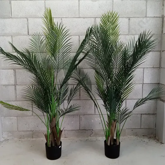 TWO FAKE POT PLANTS, H 155CM
