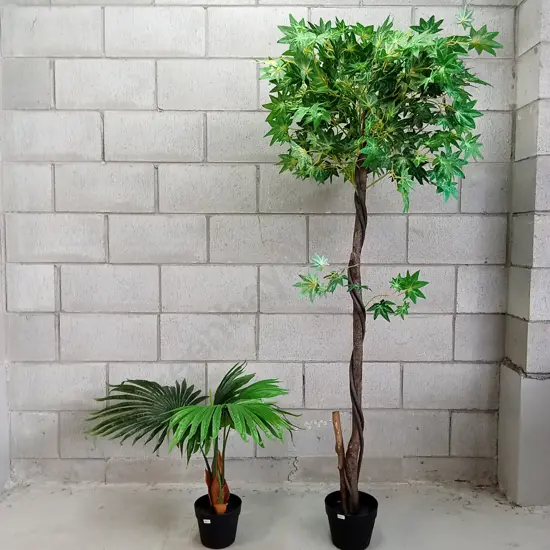 TWO FAKE POT PLANTS, H 165CM