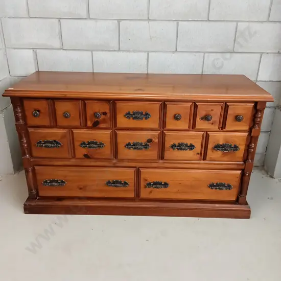 RUSTIC SOLID WOOD DRAWER, H 80CM X W 140CM X D 49CM