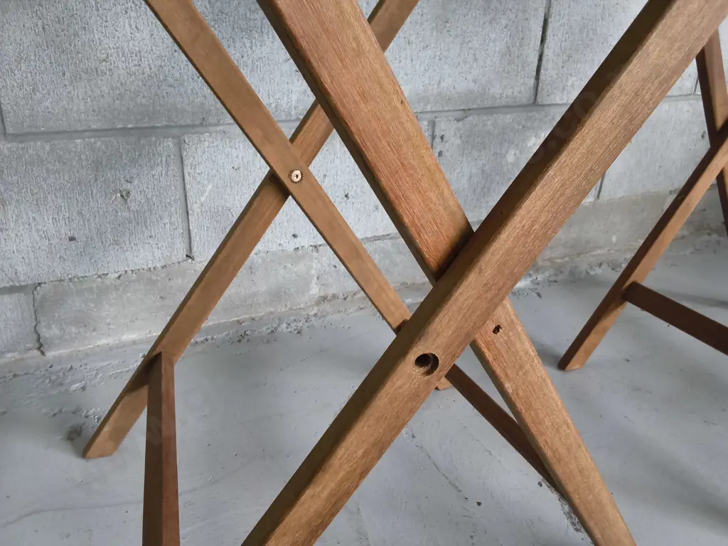 PAIR OF WOODEN FOLDING TABLES, ONE TABLE NEEDS RESCREWING, H 64 CM Image 1++
