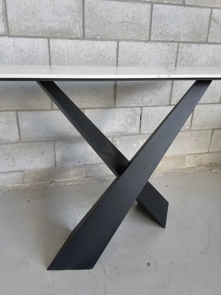 MODERN FAUX MARBLE CONSOLE/ ENTRY TABLE, H 79 CM X W 1.2 M X D 40 CM Image 1++
