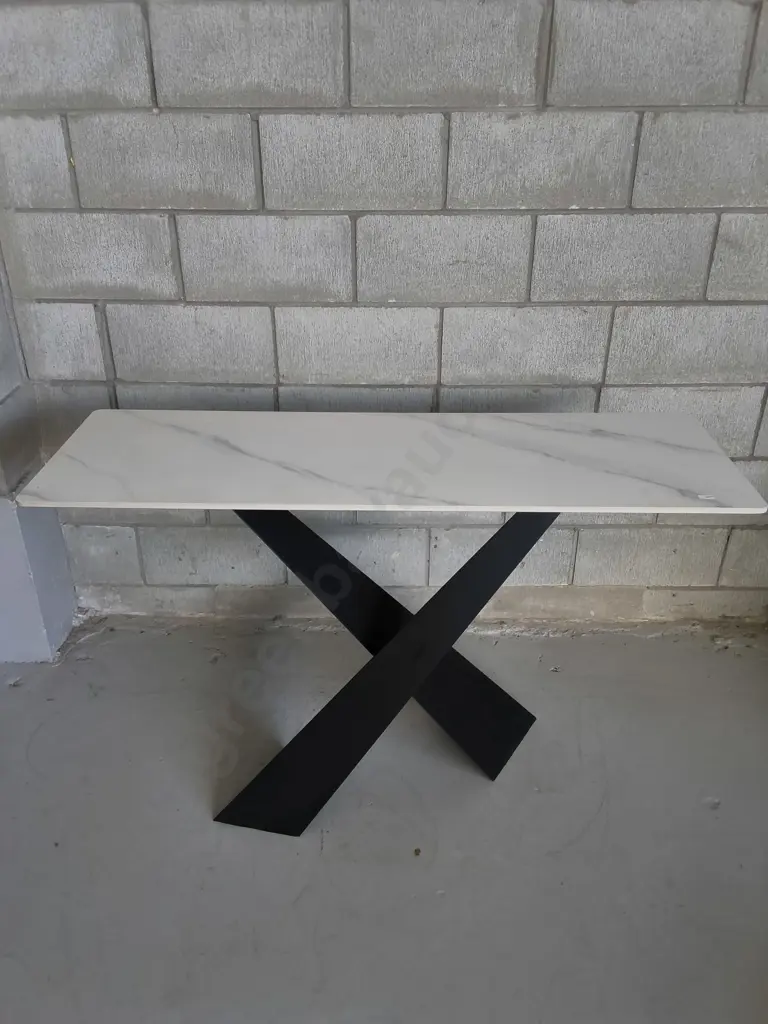 MODERN FAUX MARBLE CONSOLE/ ENTRY TABLE, H 79 CM X W 1.2 M X D 40 CM Image 1++