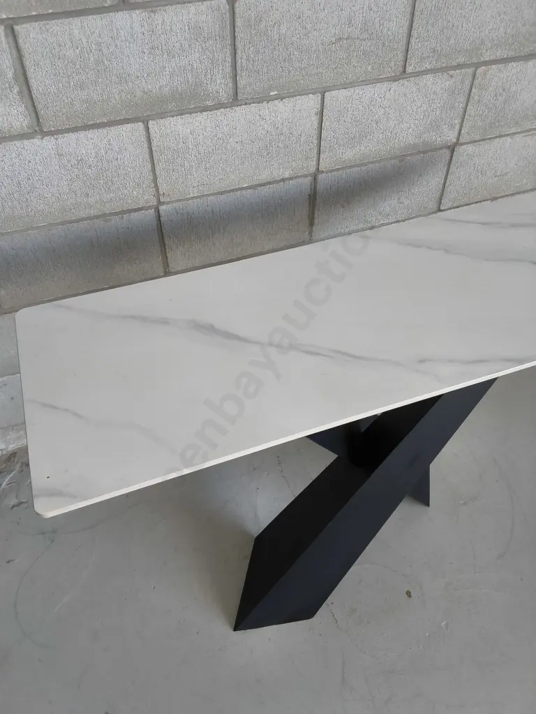MODERN FAUX MARBLE CONSOLE/ ENTRY TABLE, H 79 CM X W 1.2 M X D 40 CM Image 1++