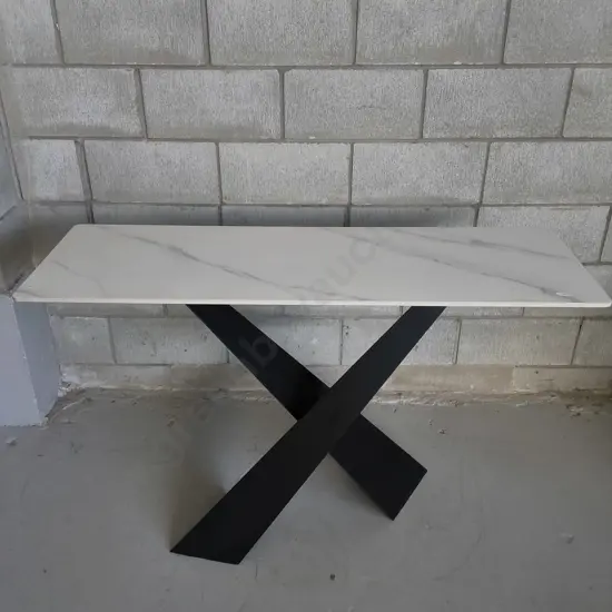 MODERN FAUX MARBLE CONSOLE/ ENTRY TABLE, H 79 CM X W 1.2 M X D 40 CM