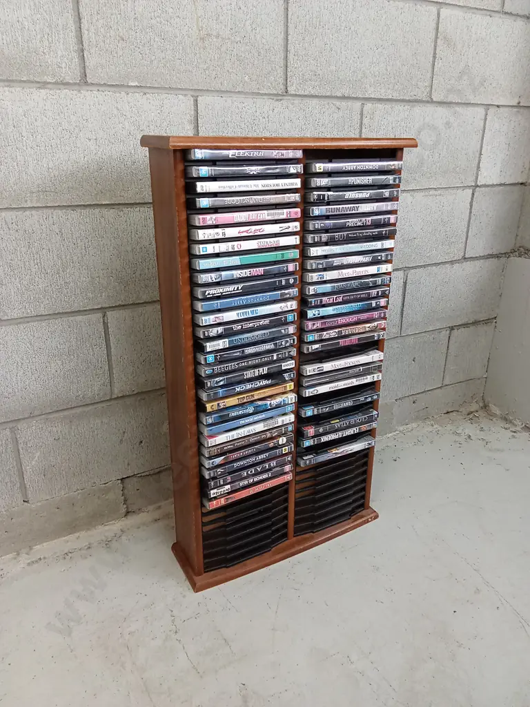 DVD STACK DISPLAY WITH CONTENTS, H 84CM X W 47CM D 14CM Image 1++
