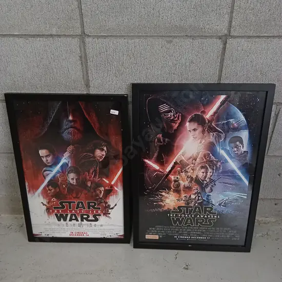 STAR WARS FRAMED MOVIE POSTERS, LARGER ONE IS 42CM X 60CM