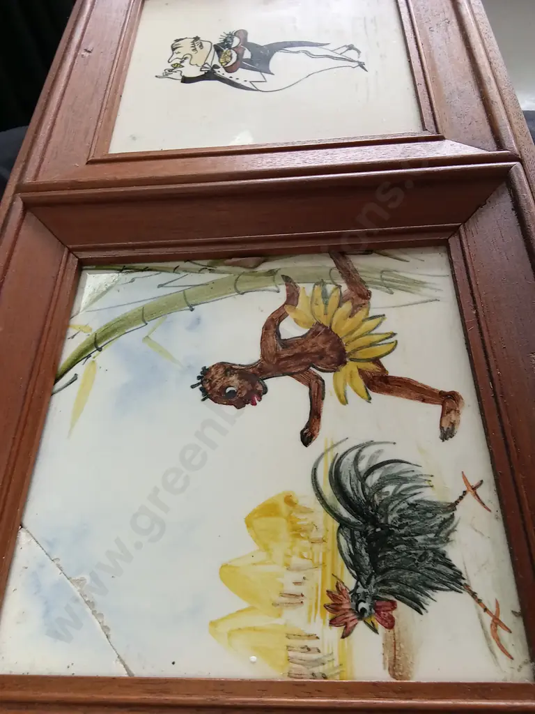 FRAMED HAND PAINTED TILES, AUSTRALIA, 105CM X 24CM Image 1++