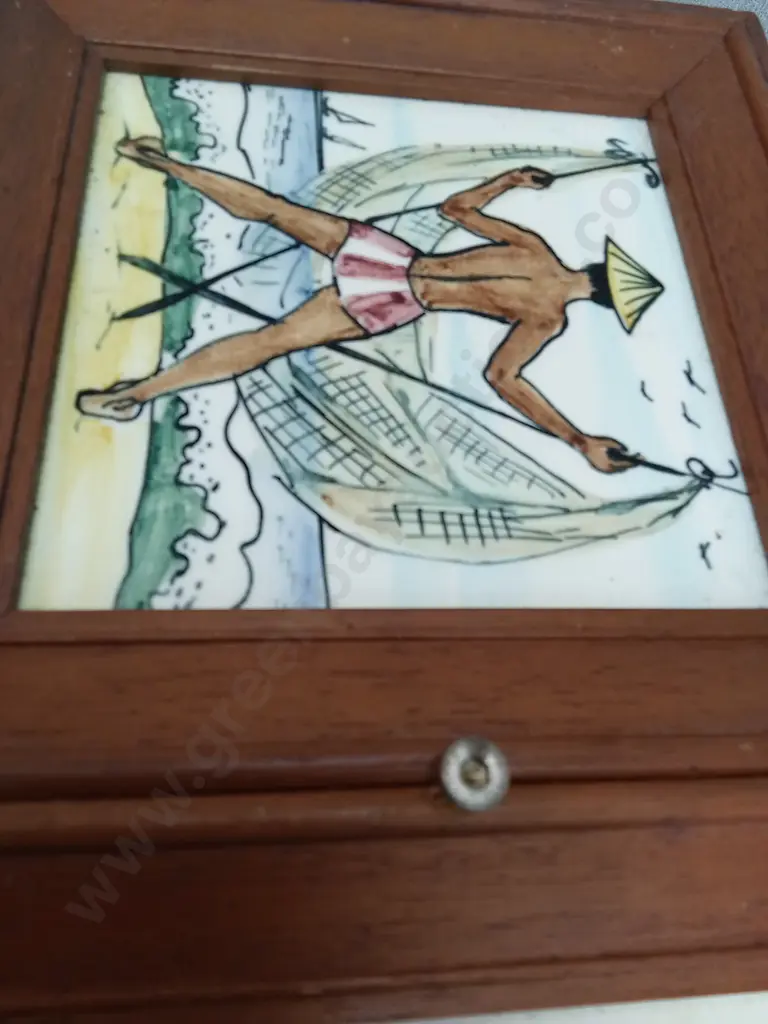 FRAMED HAND PAINTED TILES, AUSTRALIA, 105CM X 24CM Image 1++