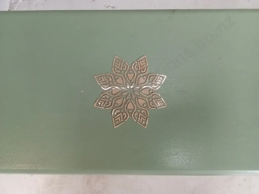 GREEN WOODEN BENCH, H 42CM X W 151CM Image 1++