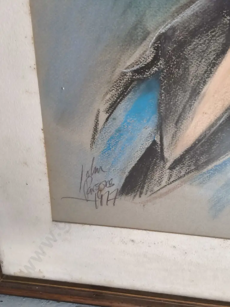 PAIR OF VINTAGE FRAMED ORIGINAL PASTEL PORTRAITS, JOHN PARSONS 1977, H 66 CM X W 47 CM Image 1++