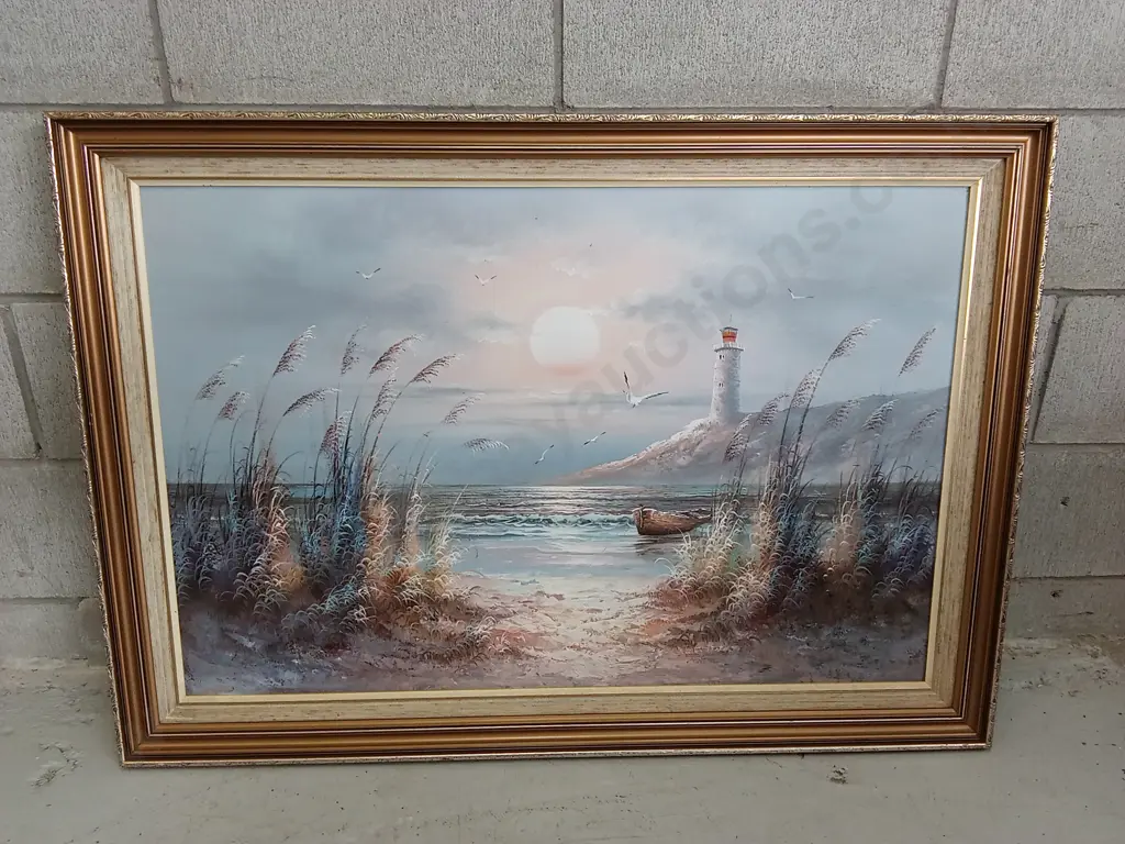 LARGE FRAMED OIL ON CANVAS PAINTING, 102CM X 72CM Image 1++