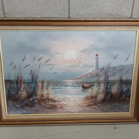 LARGE FRAMED OIL ON CANVAS PAINTING, 102CM X 72CM