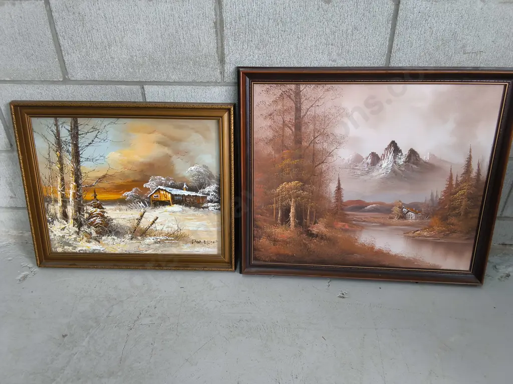 PAIR OF FRAMED LANDSCAPE ARTWORKS, SMALLER ONE NEEDS TO BE RETAPED AT THE BACK, TALLEST H 57 CM X W 67 CM Image 1++