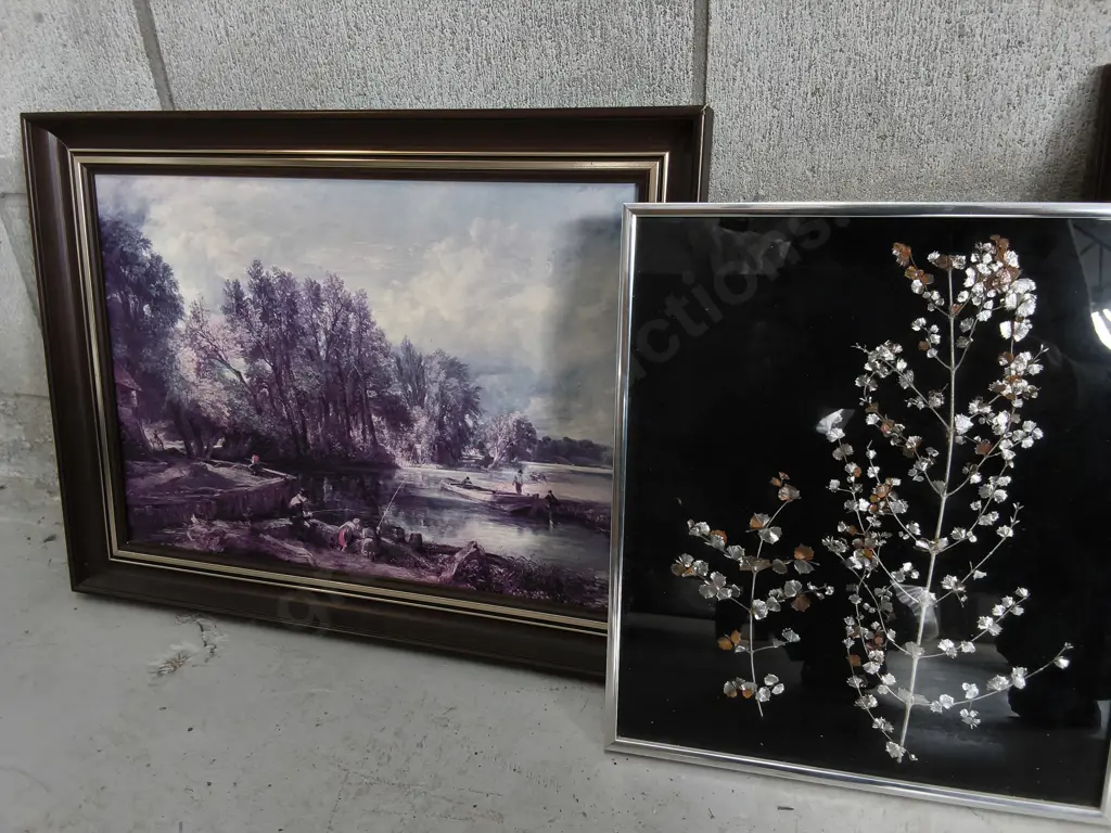 3 PIECES FRAMED ARTWORKS AND PRINT, INCLUDING ORIGINAL PAINTING SIGNED "J. MANTELL", TALLEST H 42 CM X W 52 CM Image 1++
